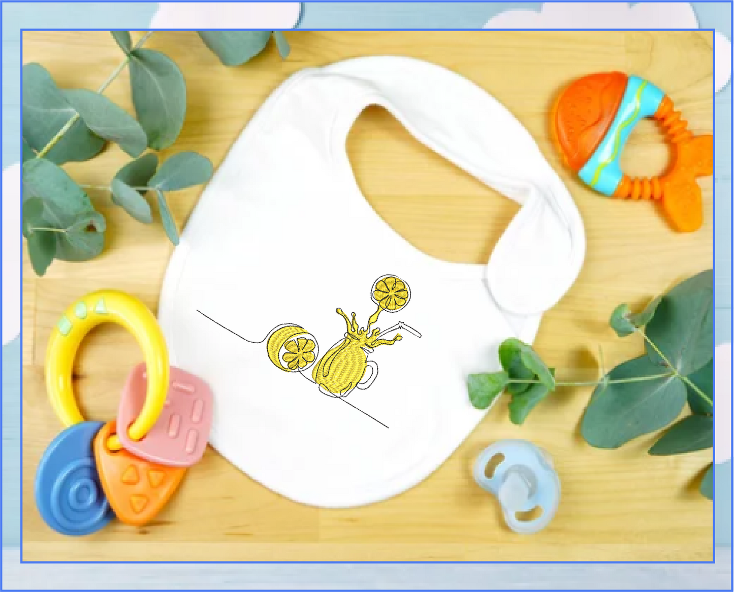 Lemonade Machine Embroidery Line Art Design – Summer Lemon Fruit Pattern, Refreshing Citrus Embroidery, Sour & Tart Design, 10 Sizes (0457)