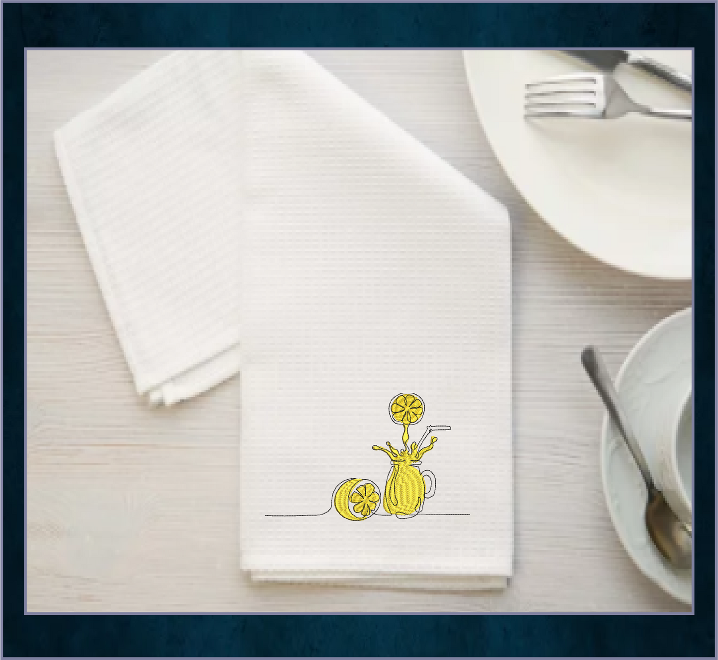 Lemonade Machine Embroidery Line Art Design – Summer Lemon Fruit Pattern, Refreshing Citrus Embroidery, Sour & Tart Design, 10 Sizes (0457)