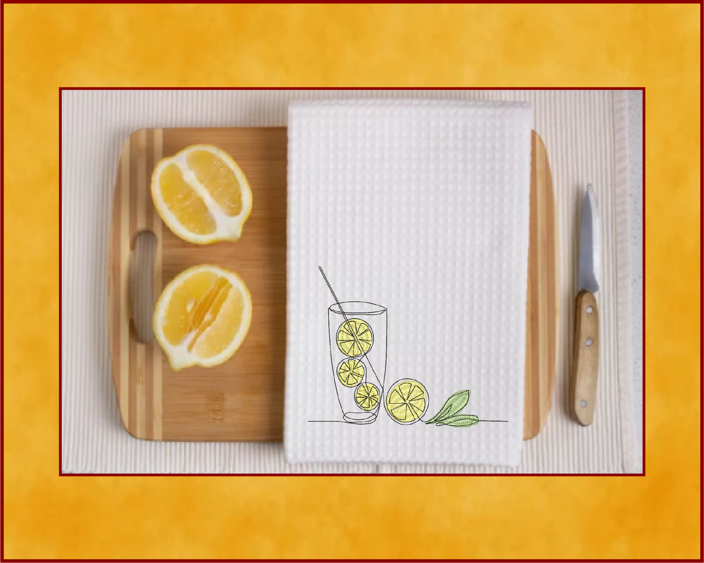 Lemonade Machine Embroidery Line Art Design – Summer Lemon Fruit Pattern, Refreshing Citrus Embroidery, Sour & Tart Design, 10 Sizes (0634)