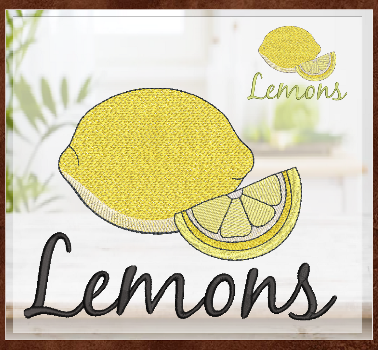 Fresh Lemons Machine Embroidery Design | Summer Citrus Fruit Embroidery | Orchard Fruits Design | 8 Sizes (0952)