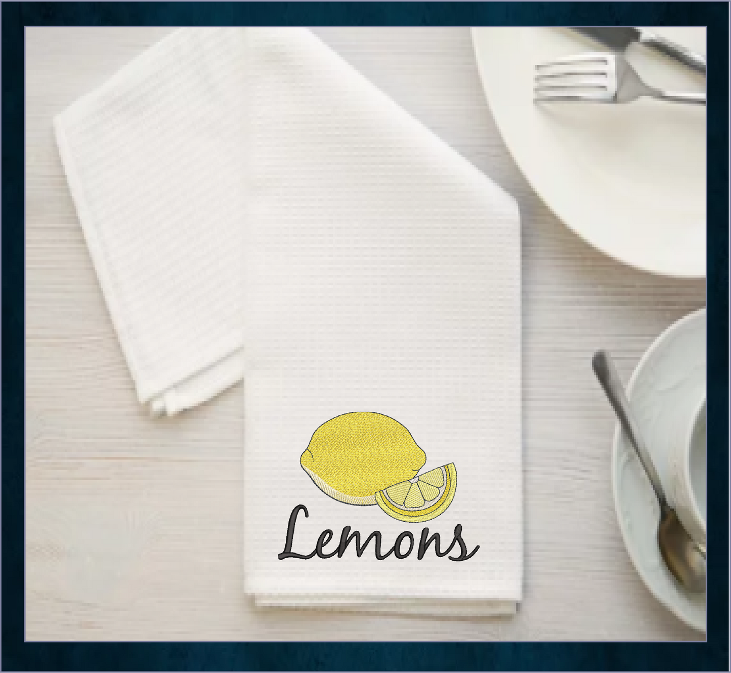 Fresh Lemons Machine Embroidery Design | Summer Citrus Fruit Embroidery | Orchard Fruits Design | 8 Sizes (0952)