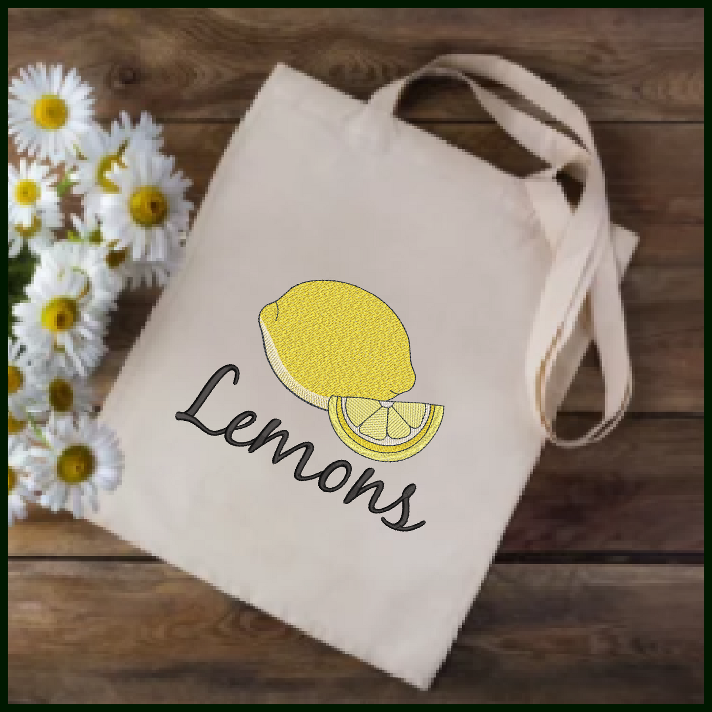 Fresh Lemons Machine Embroidery Design | Summer Citrus Fruit Embroidery | Orchard Fruits Design | 8 Sizes (0952)
