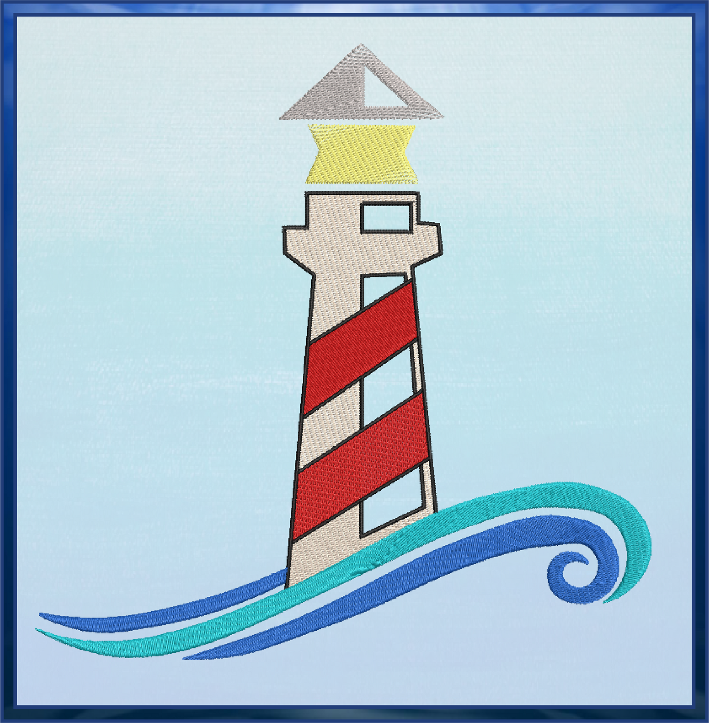 Lighthouse Machine Embroidery Design – Coastal Island Seaside Landscape – 10 Sizes (0282)