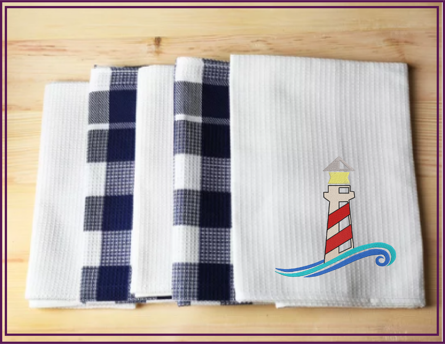 Lighthouse Machine Embroidery Design – Coastal Island Seaside Landscape – 10 Sizes (0282)