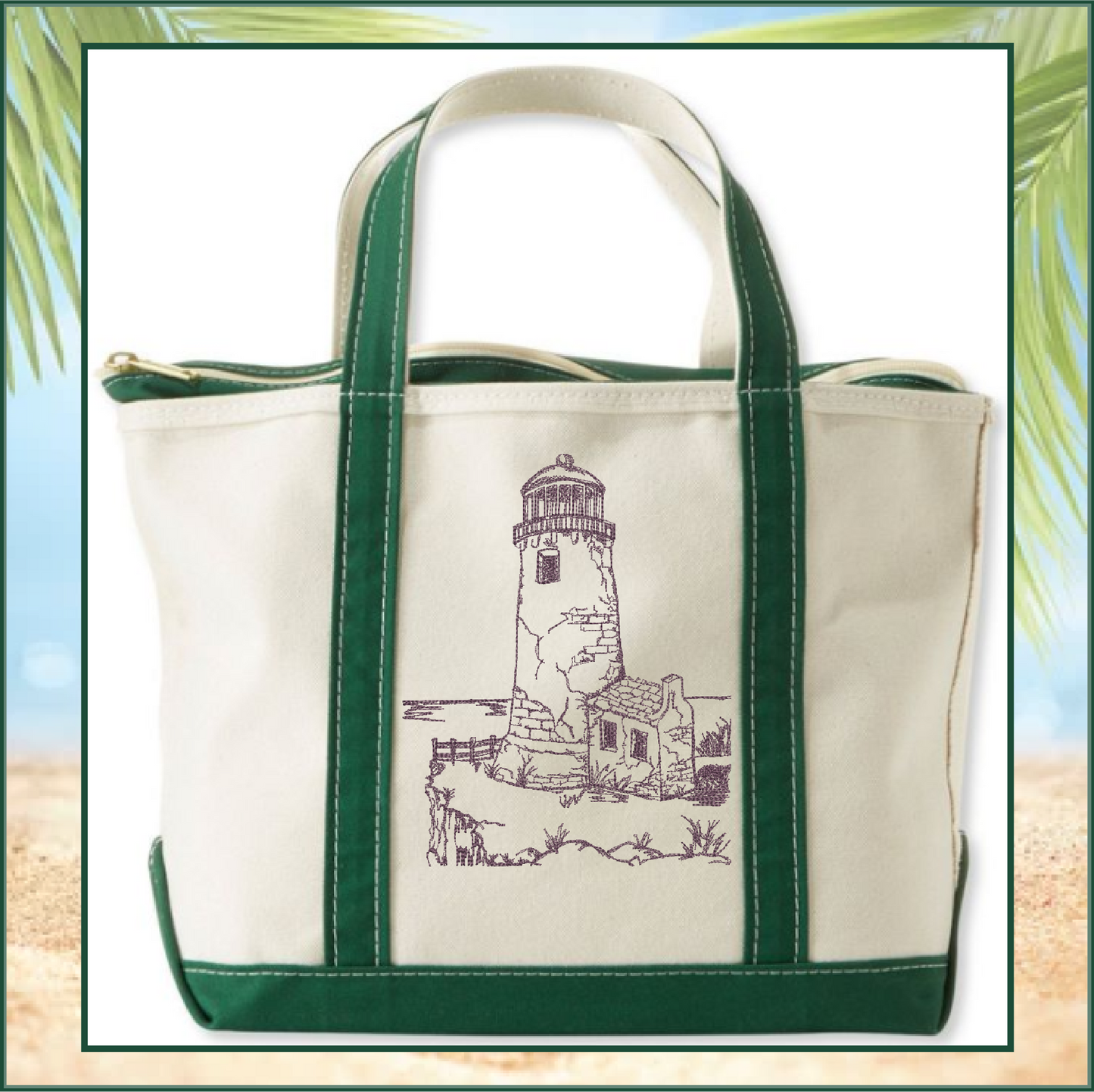 Lighthouse Embroidery Design | Cliffside Lighthouse Sketch | Coastal Island Machine Embroidery | 6 Sizes (0690)