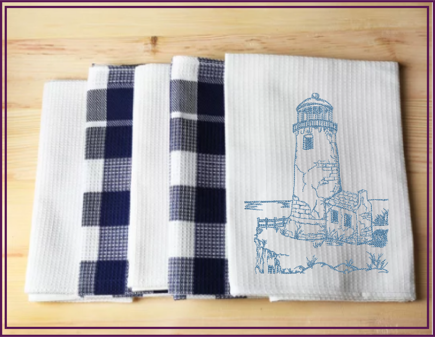 Lighthouse Embroidery Design | Cliffside Lighthouse Sketch | Coastal Island Machine Embroidery | 6 Sizes (0690)