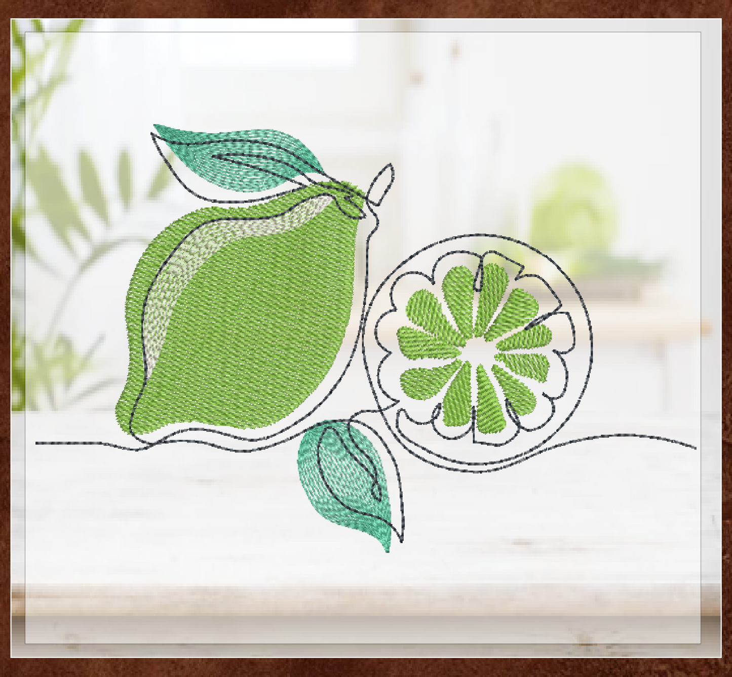 Fresh Limes Machine Embroidery Design | Summer Citrus Fruit Embroidery | Orchard Fruits Design | 8 Sizes (0974)