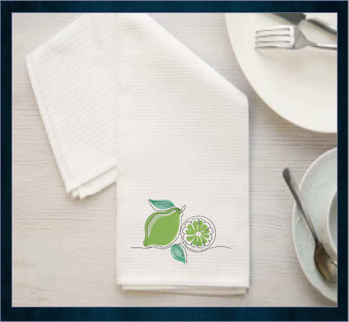 Fresh Limes Machine Embroidery Design | Summer Citrus Fruit Embroidery | Orchard Fruits Design | 8 Sizes (0974)