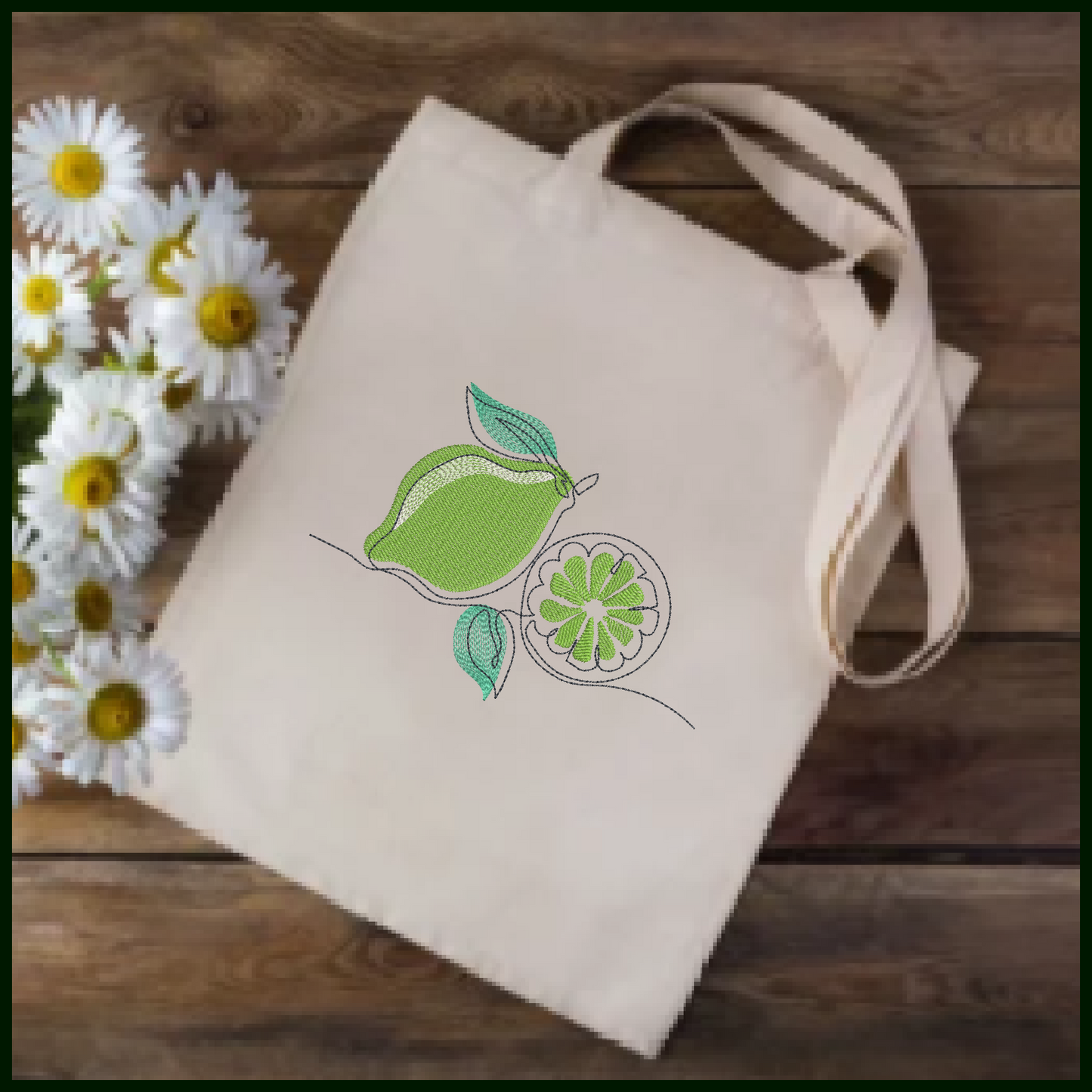Fresh Limes Machine Embroidery Design | Summer Citrus Fruit Embroidery | Orchard Fruits Design | 8 Sizes (0974)