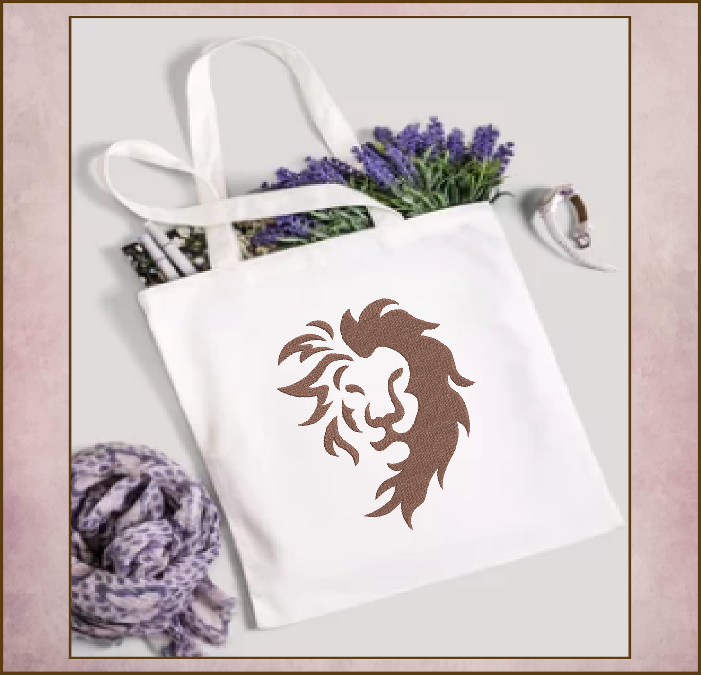 Lion Head Silhouette Machine Embroidery Design – Bold Animal Logo, Large Cat Embroidery Pattern, 6 Sizes (0532)