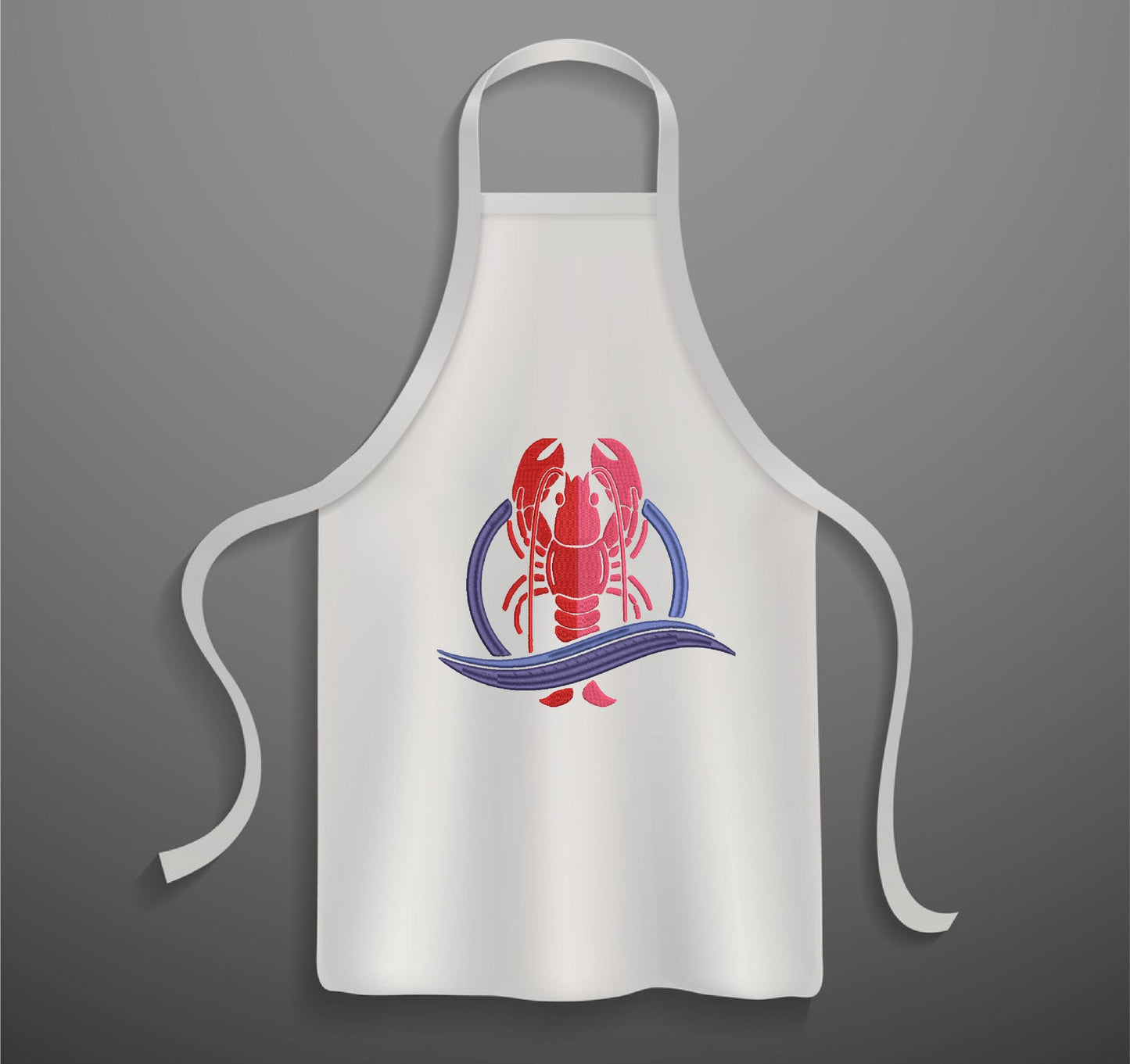 Lobster Machine Embroidery Design – Red Lobster Design – Bib or Kitchen Embroidery – 10 Sizes (0206)