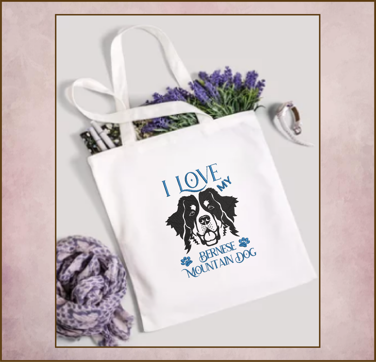I Love my Bernese Mountain Dog Machine Embroidery Design, AKC Breed Embroidery Design, Dog Lover Embroidery, 8 Sizes (0336)