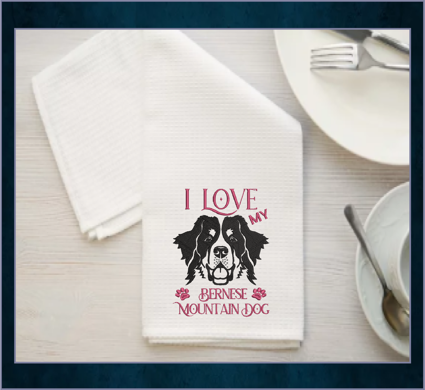 I Love my Bernese Mountain Dog Machine Embroidery Design, AKC Breed Embroidery Design, Dog Lover Embroidery, 8 Sizes (0336)