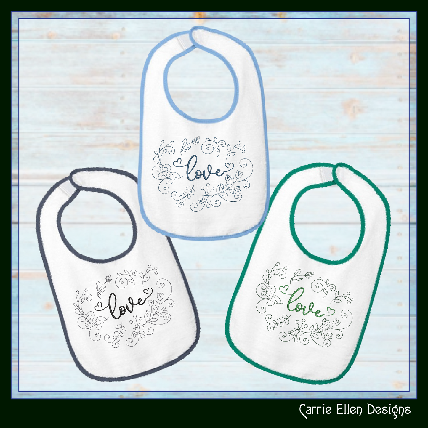 Love Machine Embroidery Design – Valentine’s Day Holiday Pattern, Romantic Doodle Floral Vines, 6 Sizes (3130)