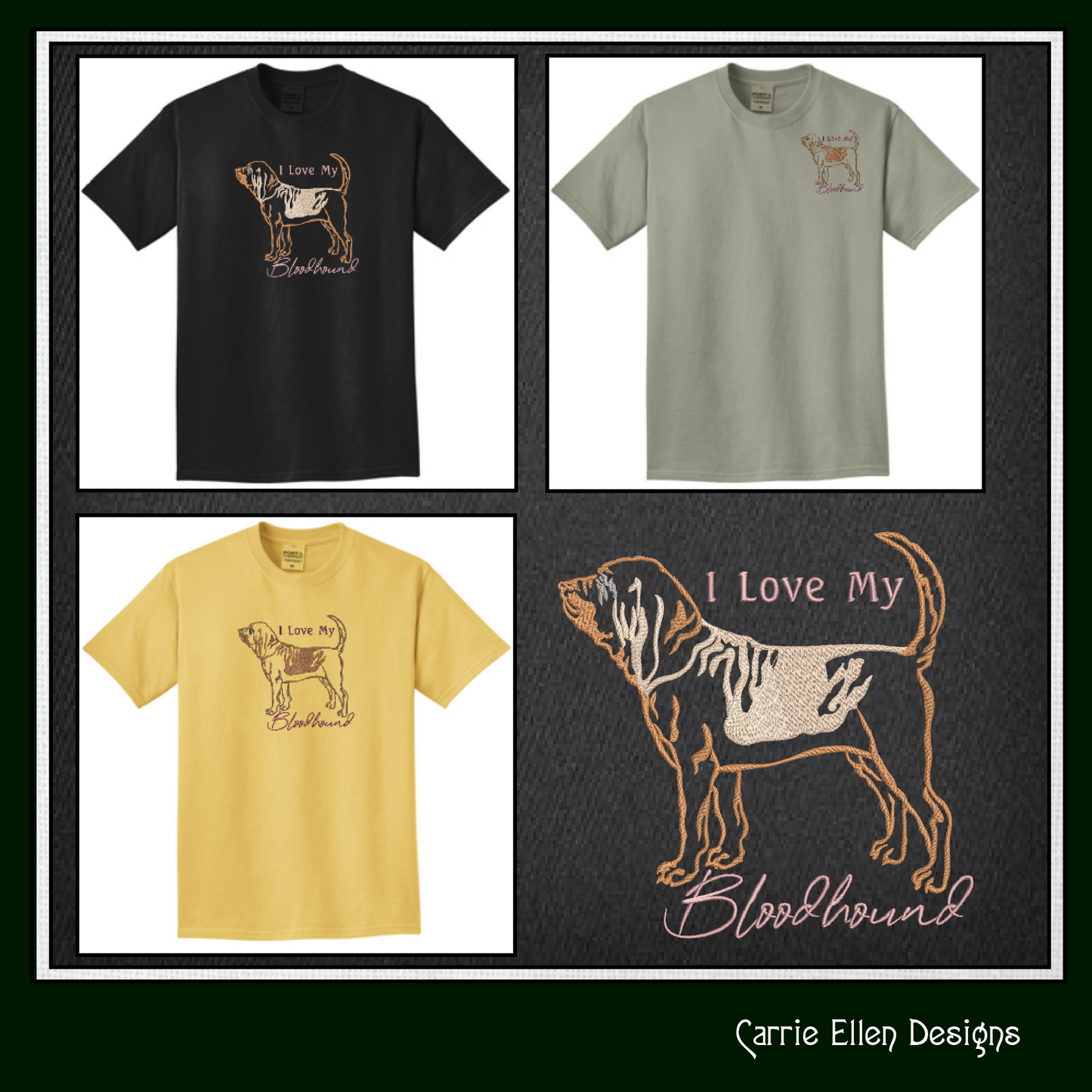 I Love My Bloodhound Dog Machine Embroidery Design – Search and Rescue Animal – Dog Lover Gift – 6 Sizes (1546)