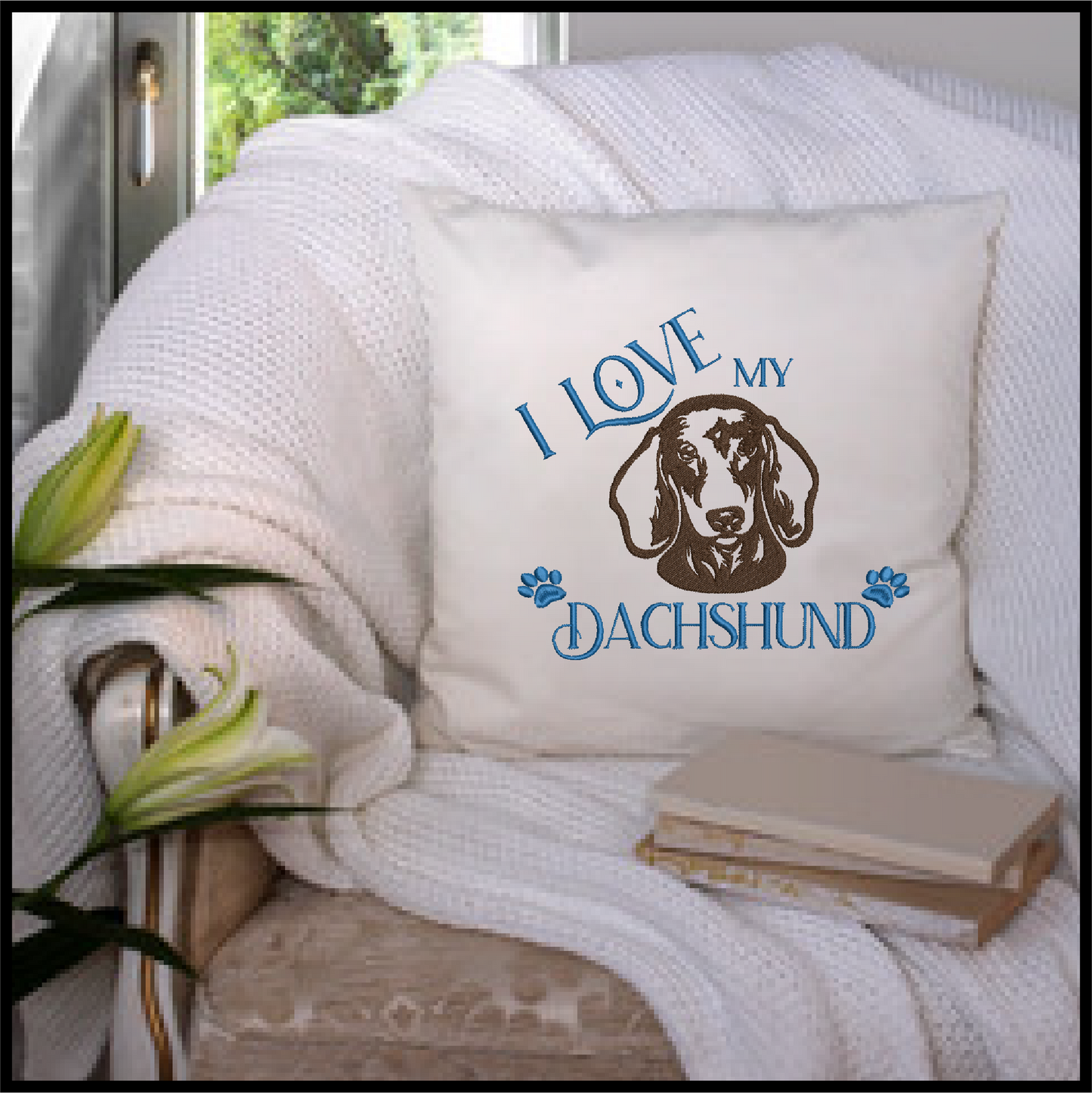 Love My Dachshund Machine Embroidery Design, Dachshund Embroidery, Dog Breed Machine Embroidery Design, Dog Lover Designs