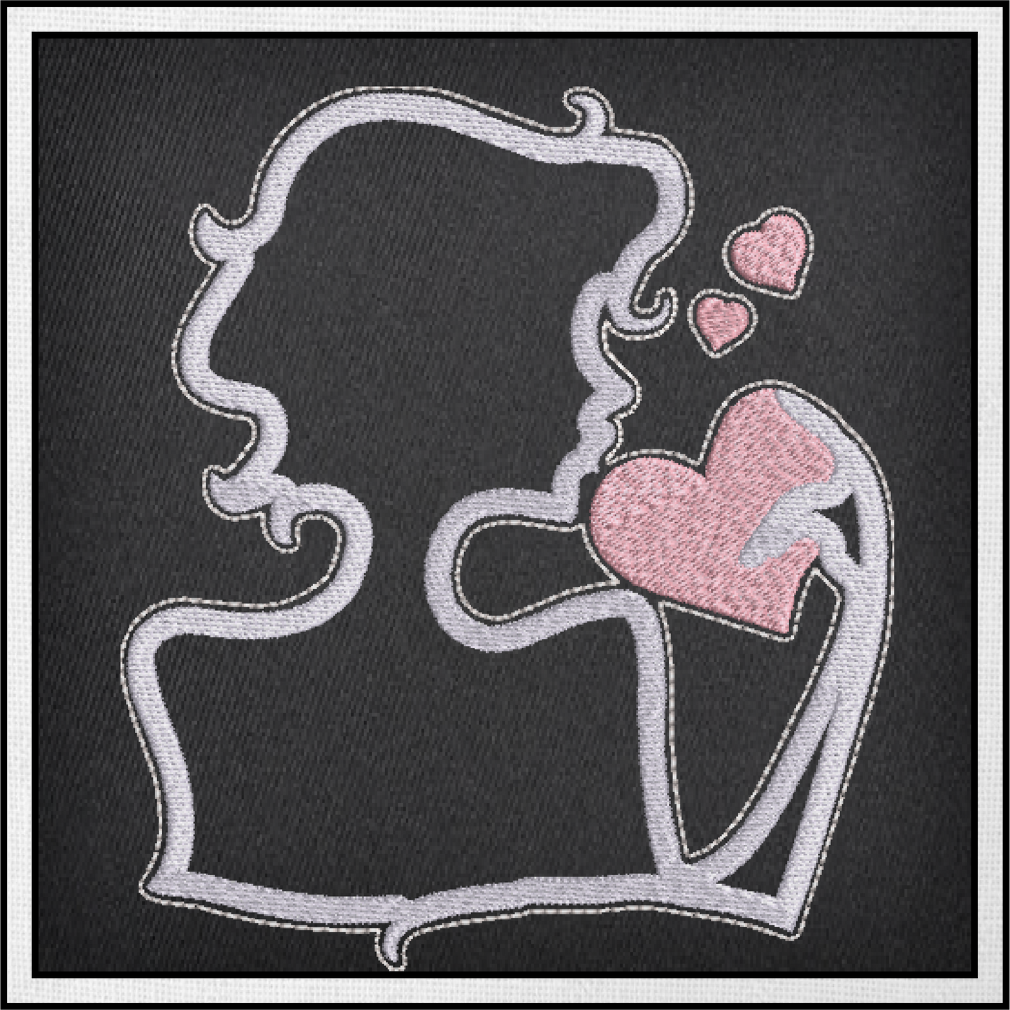 Love Silhouette Machine Embroidery Design – Woman Holding Hearts, Romantic Valentine’s Day Pattern, 4 Sizes (0474)