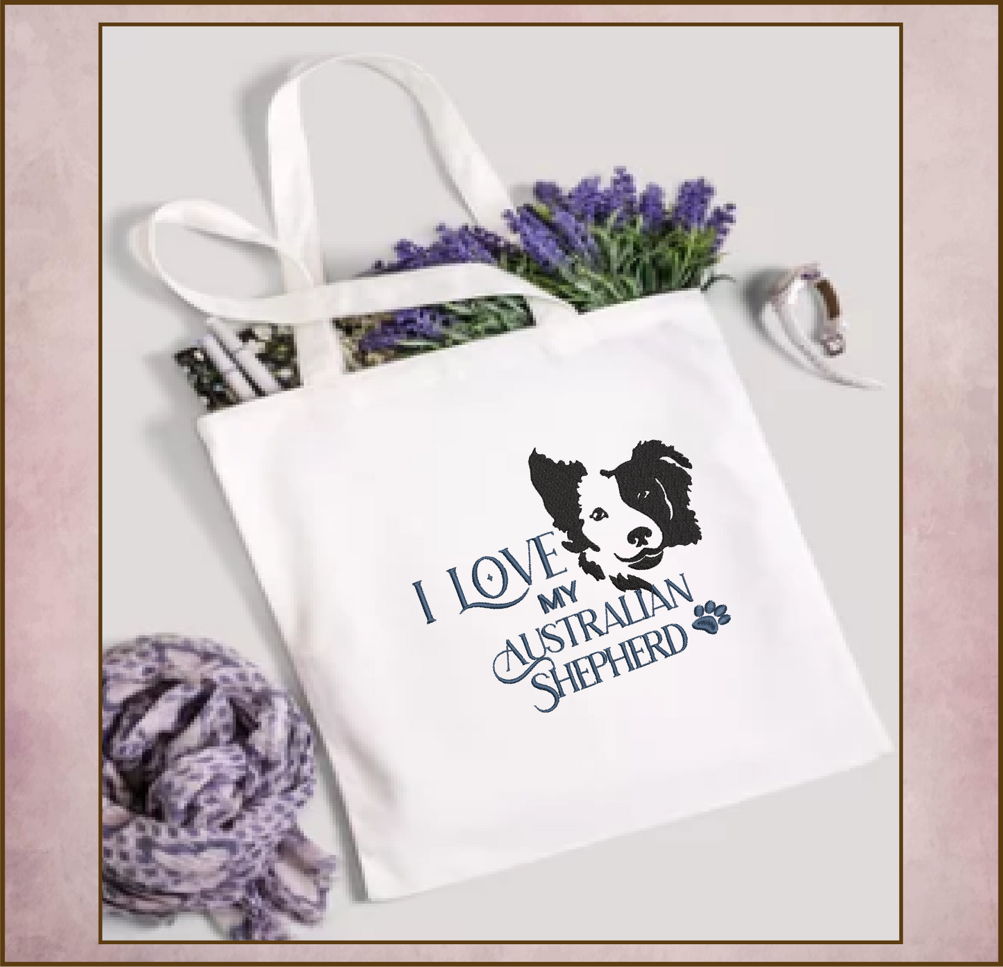 I Love My Australian Shepherd Machine Embroidery Design – Pet Dog Pattern, Dog Lover, 8 Sizes (0511)