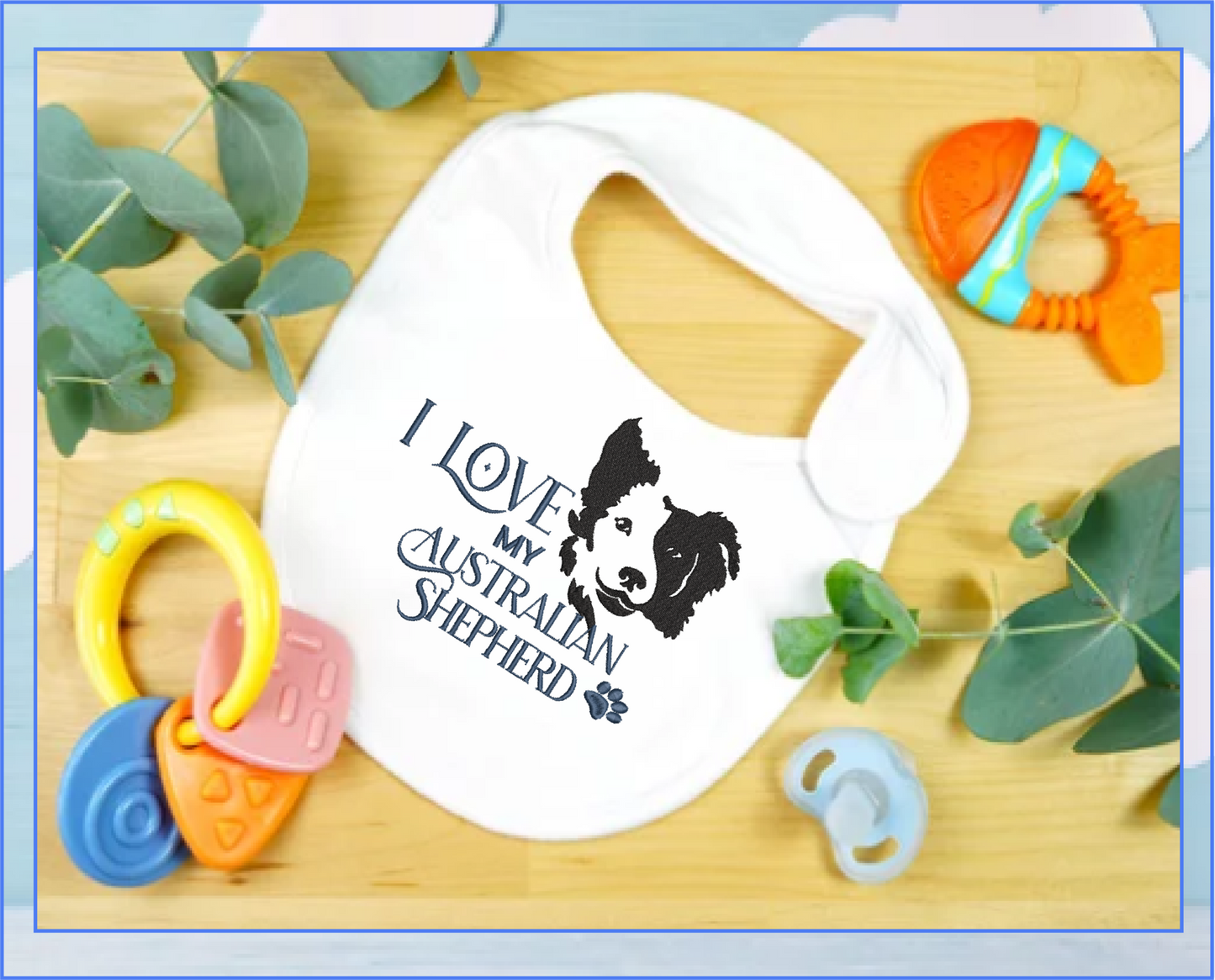 I Love My Australian Shepherd Machine Embroidery Design – Pet Dog Pattern, Dog Lover, 8 Sizes (0511)