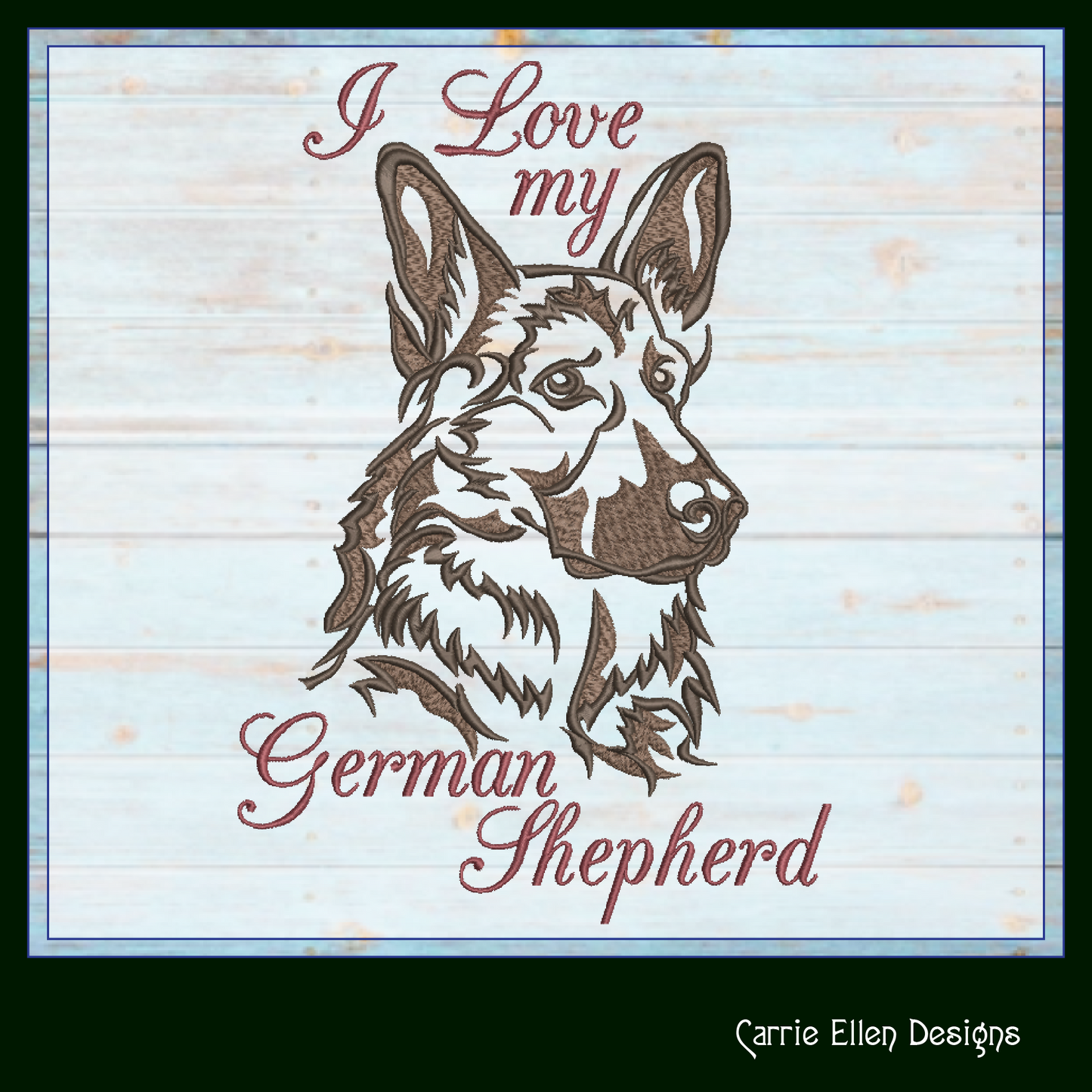 I Love My German Shepherd Dog Machine Embroidery Design – Search and Rescue Hero – Pet Lover Pattern – 6 Sizes (1543)