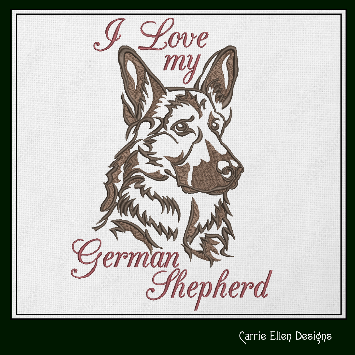 I Love My German Shepherd Dog Machine Embroidery Design – Search and Rescue Hero – Pet Lover Pattern – 6 Sizes (1543)
