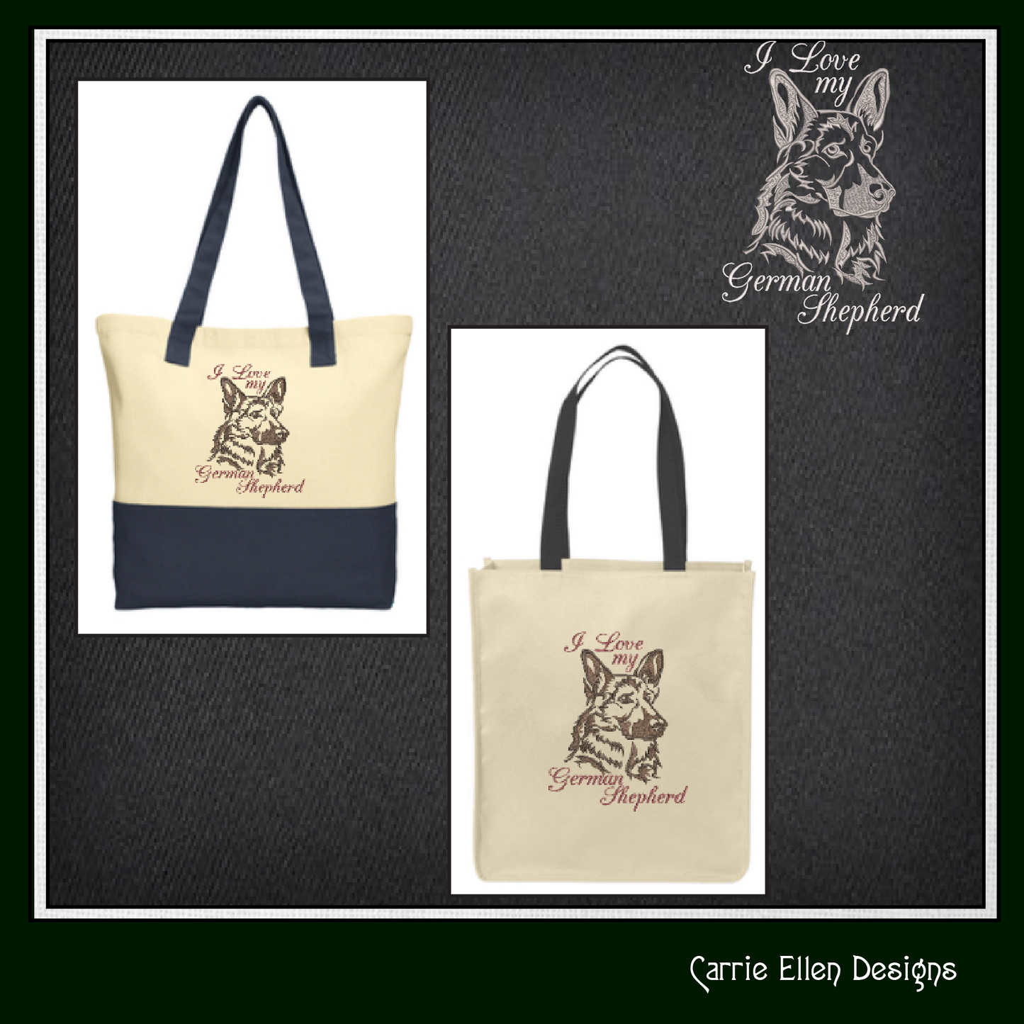 I Love My German Shepherd Dog Machine Embroidery Design – Search and Rescue Hero – Pet Lover Pattern – 6 Sizes (1543)