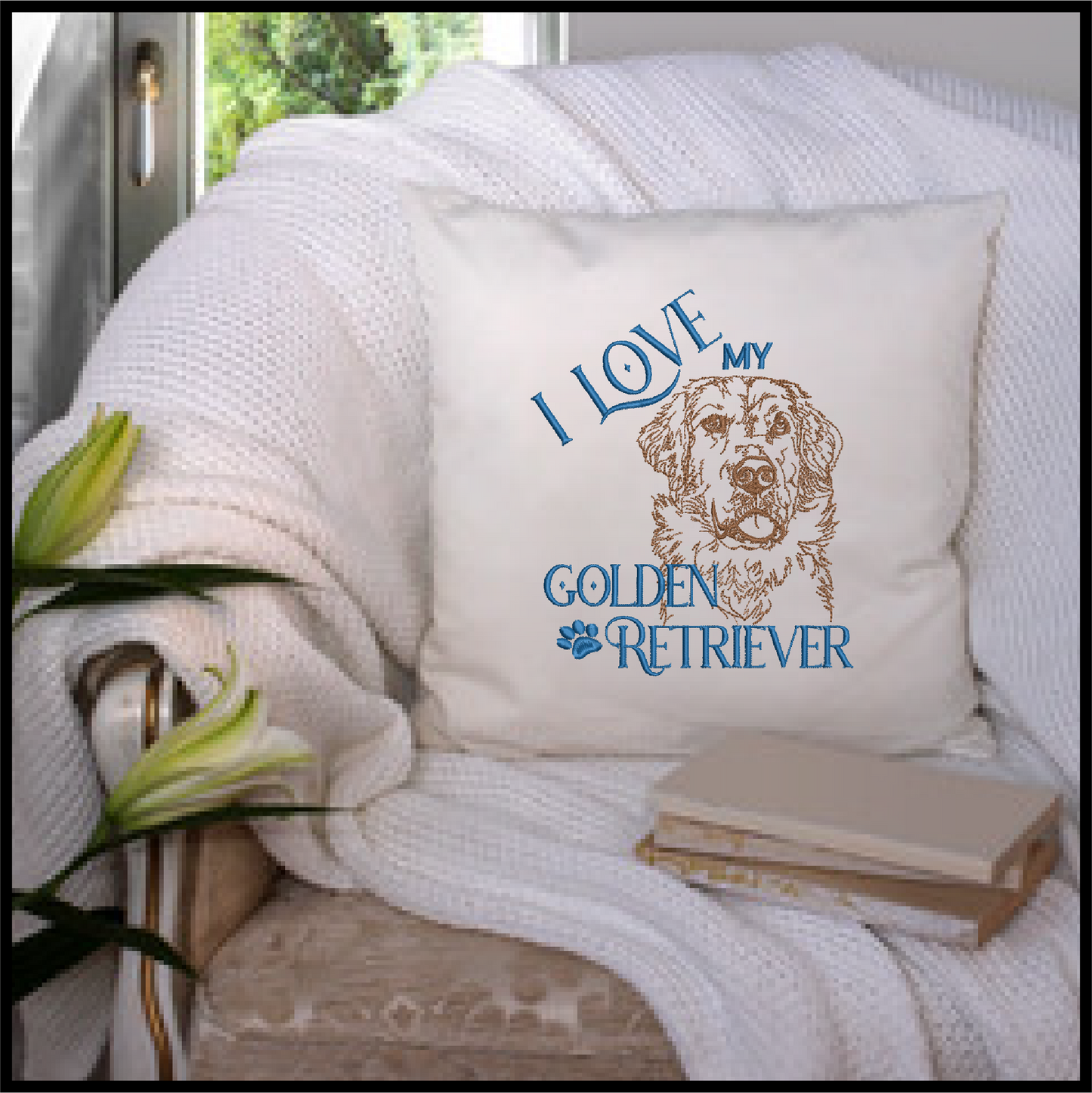 I Love My Golden Retriever Machine Embroidery Design – Pet Dog Pattern, Dog Lover, 8 Sizes (0514)