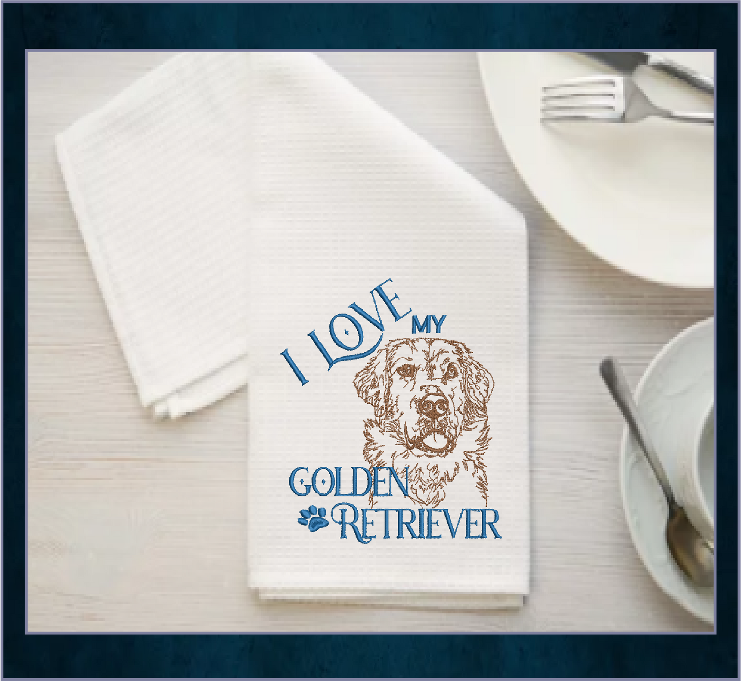 I Love My Golden Retriever Machine Embroidery Design – Pet Dog Pattern, Dog Lover, 8 Sizes (0514)