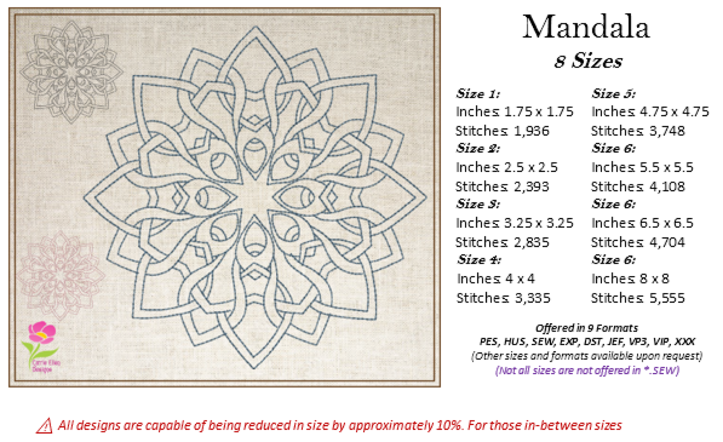 Mandala Machine Embroidery Design – Lace Floral Line Art, Spiritual Flower Embroidery, 8 Sizes (0312)
