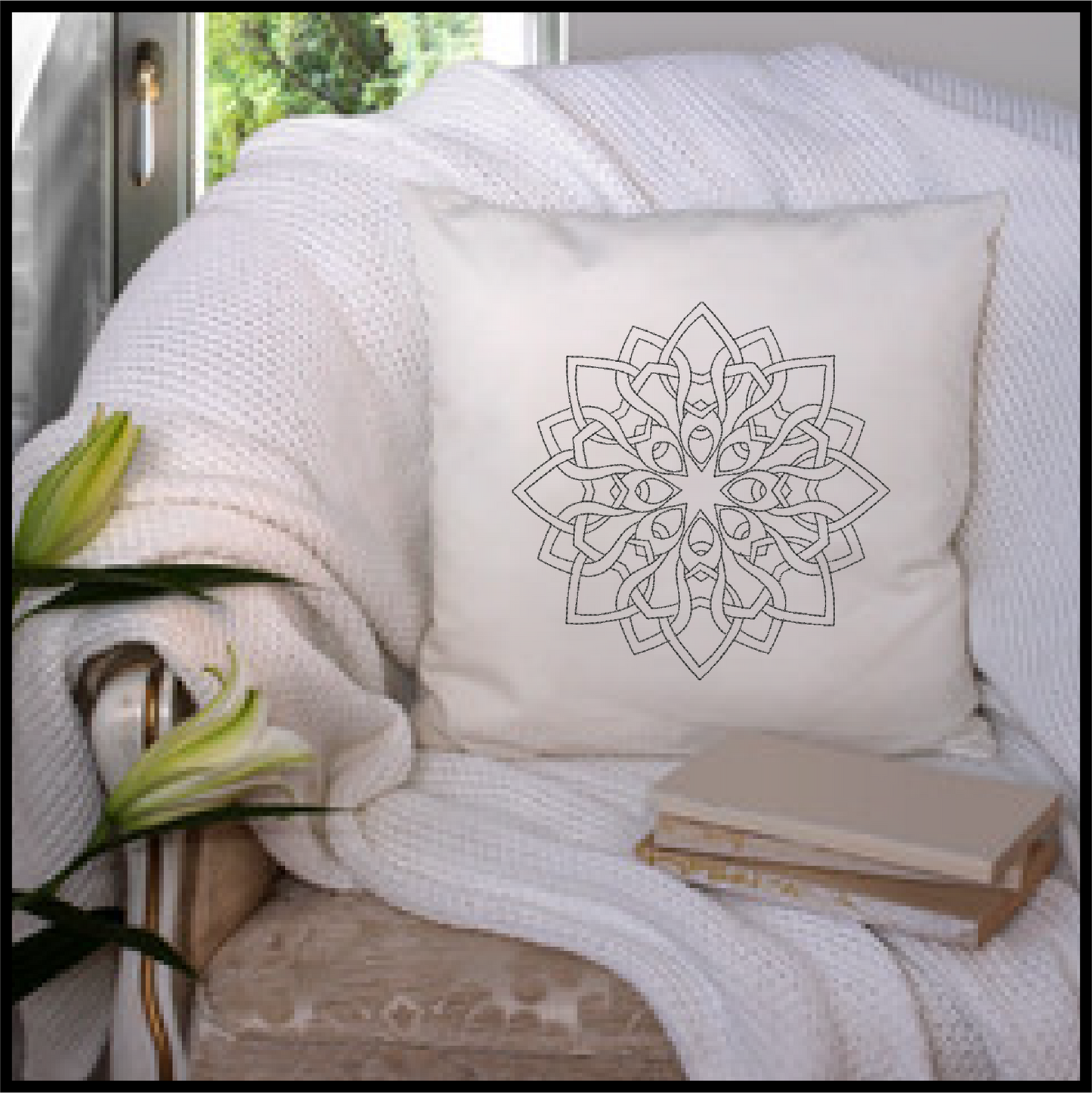 Mandala Machine Embroidery Design – Lace Floral Line Art, Spiritual Flower Embroidery, 8 Sizes (0312)
