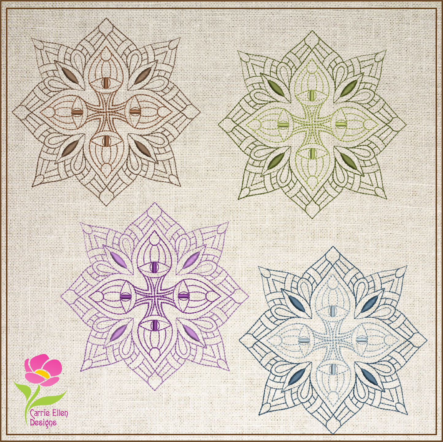 Mandala Machine Embroidery Design – Intricate Lace Floral Pattern, Spiritual Line Art Embroidery, 8 Sizes (0559)