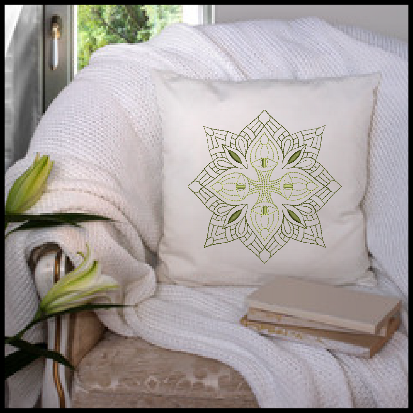 Mandala Machine Embroidery Design – Intricate Lace Floral Pattern, Spiritual Line Art Embroidery, 8 Sizes (0559)