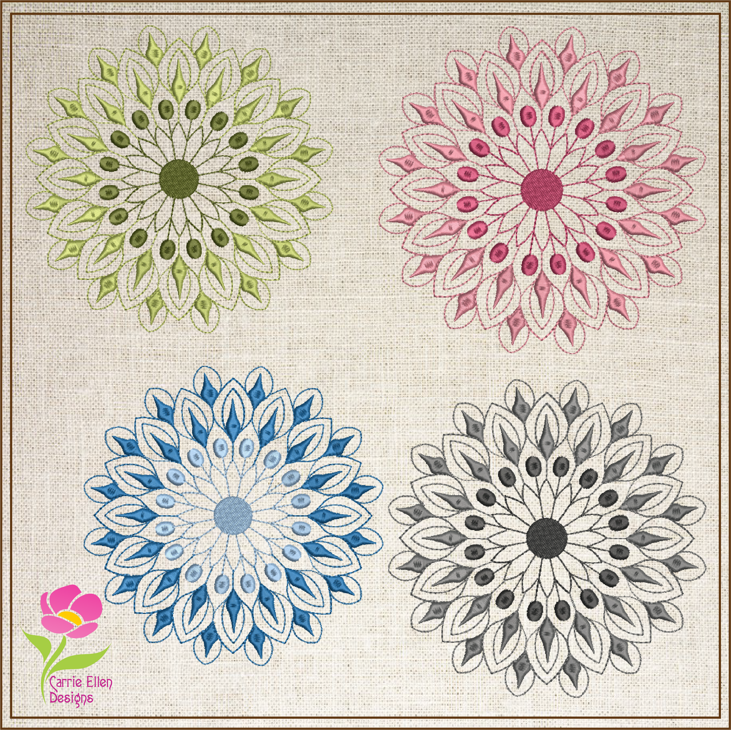 Mandala Machine Embroidery Design – Intricate Lace Floral Pattern, Spiritual Line Art Embroidery, 8 Sizes (0561)