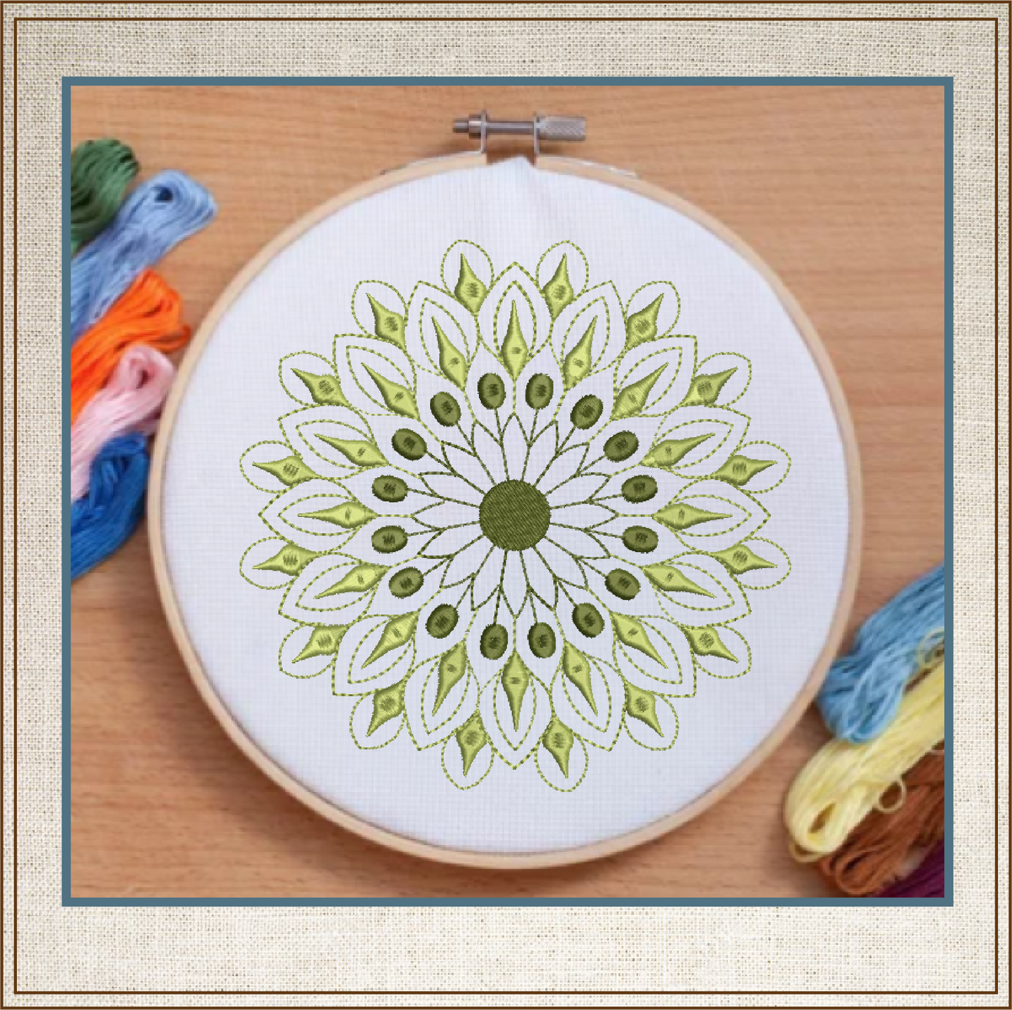 Mandala Machine Embroidery Design – Intricate Lace Floral Pattern, Spiritual Line Art Embroidery, 8 Sizes (0561)