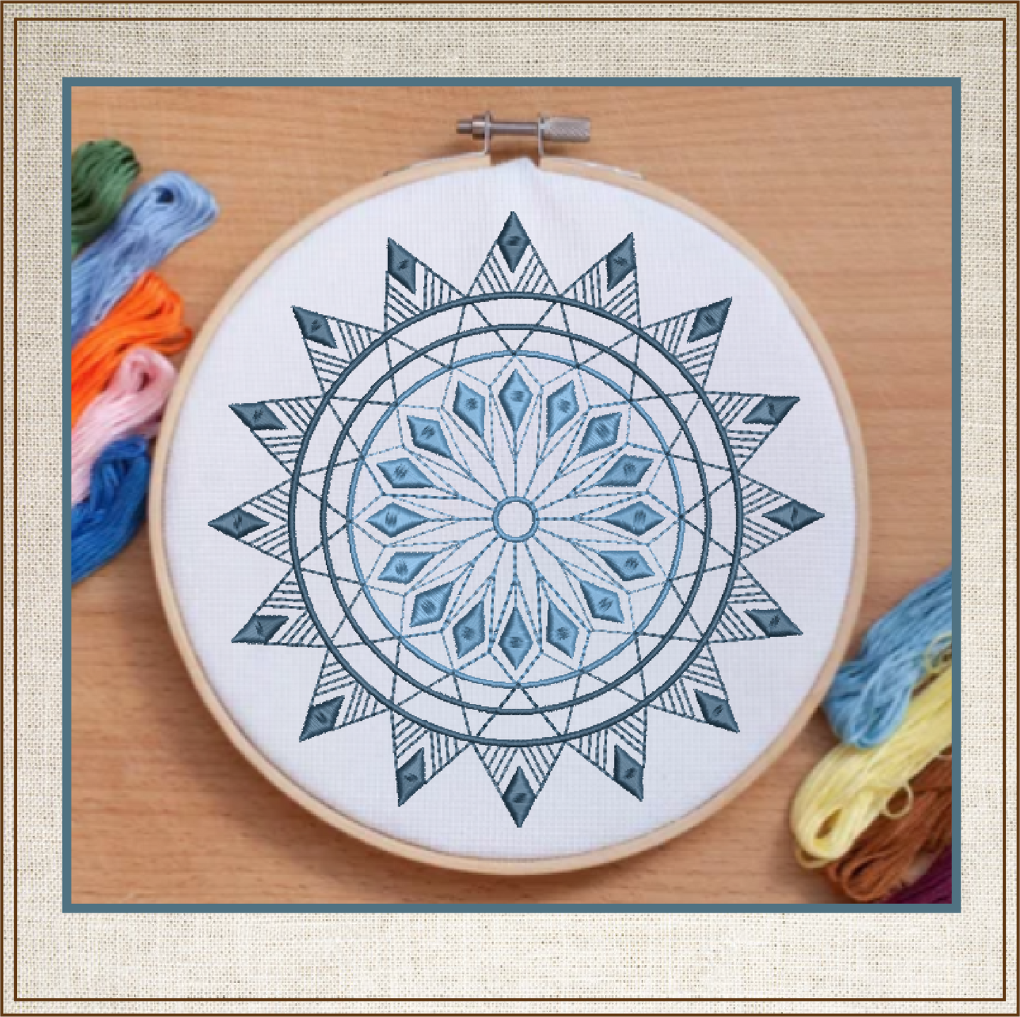 Mandala Machine Embroidery Design – Intricate Lace Floral Pattern, Spiritual Line Art Embroidery, 8 Sizes (0562)