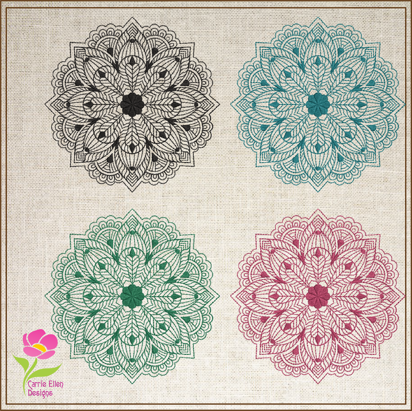Mandala Machine Embroidery Design – Intricate Lace Floral Pattern, Spiritual Line Art Embroidery, 8 Sizes (0563)