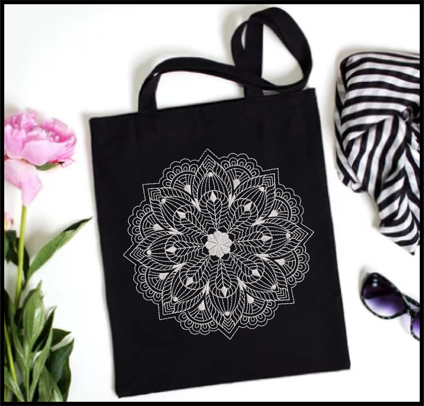 Mandala Machine Embroidery Design – Intricate Lace Floral Pattern, Spiritual Line Art Embroidery, 8 Sizes (0563)