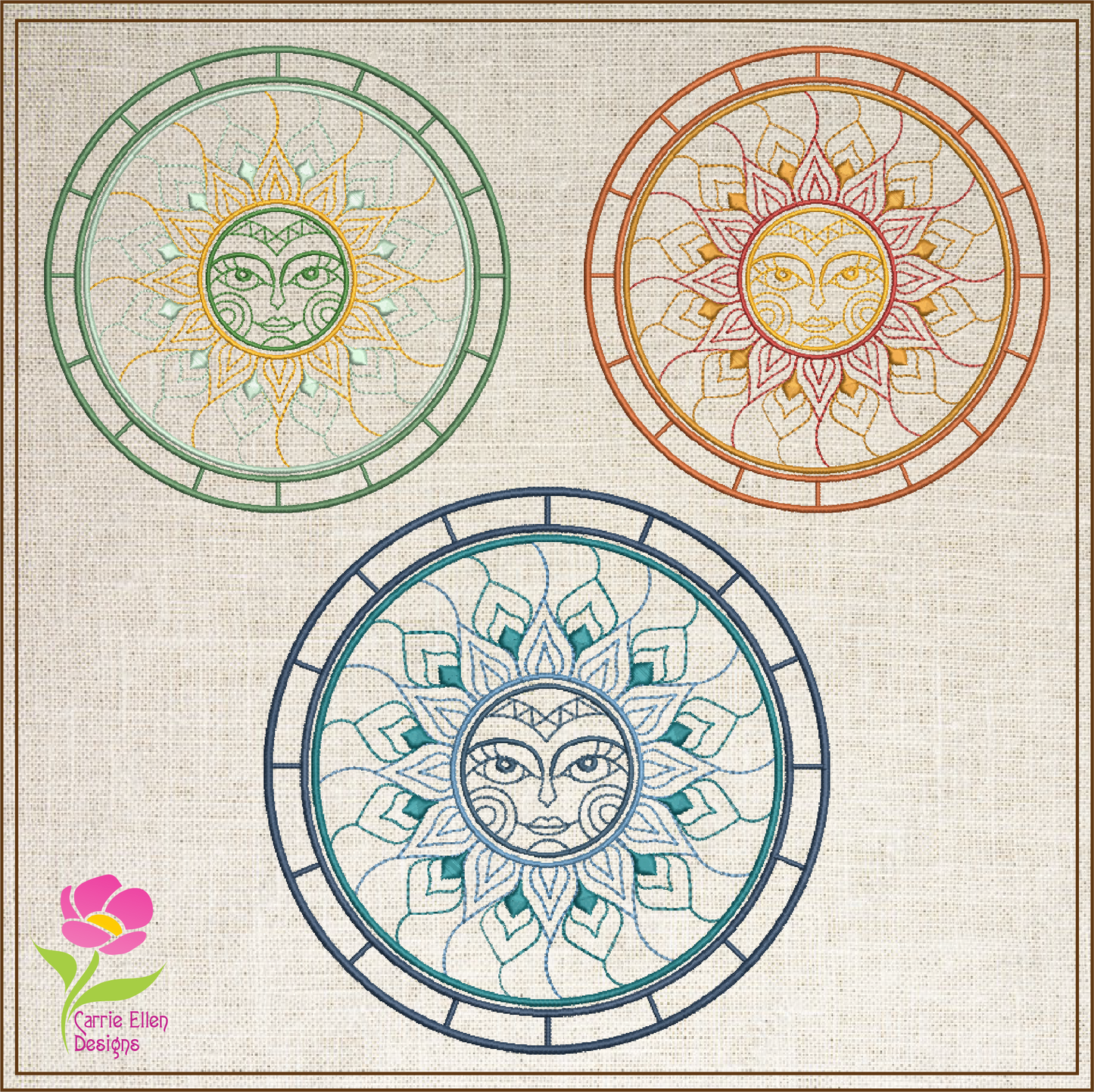 Mandala Machine Embroidery Design – Sun Mandala Line Art, Lace-Inspired Spiritual Embroidery, 8 Sizes (0564)