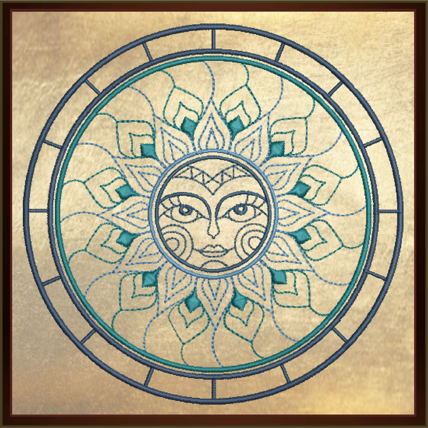 Mandala Machine Embroidery Design – Sun Mandala Line Art, Lace-Inspired Spiritual Embroidery, 8 Sizes (0564)