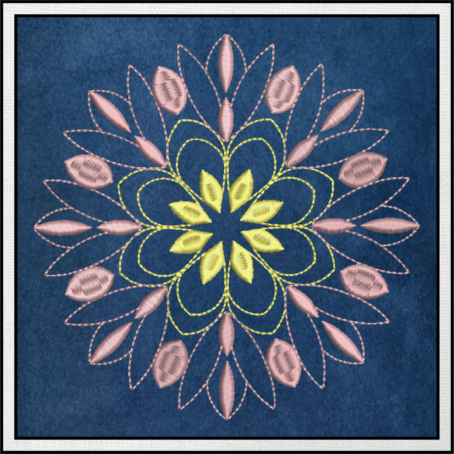 Mandala Machine Embroidery Design – Intricate Lace Floral Pattern, Spiritual Line Art Embroidery, 8 Sizes (0565)