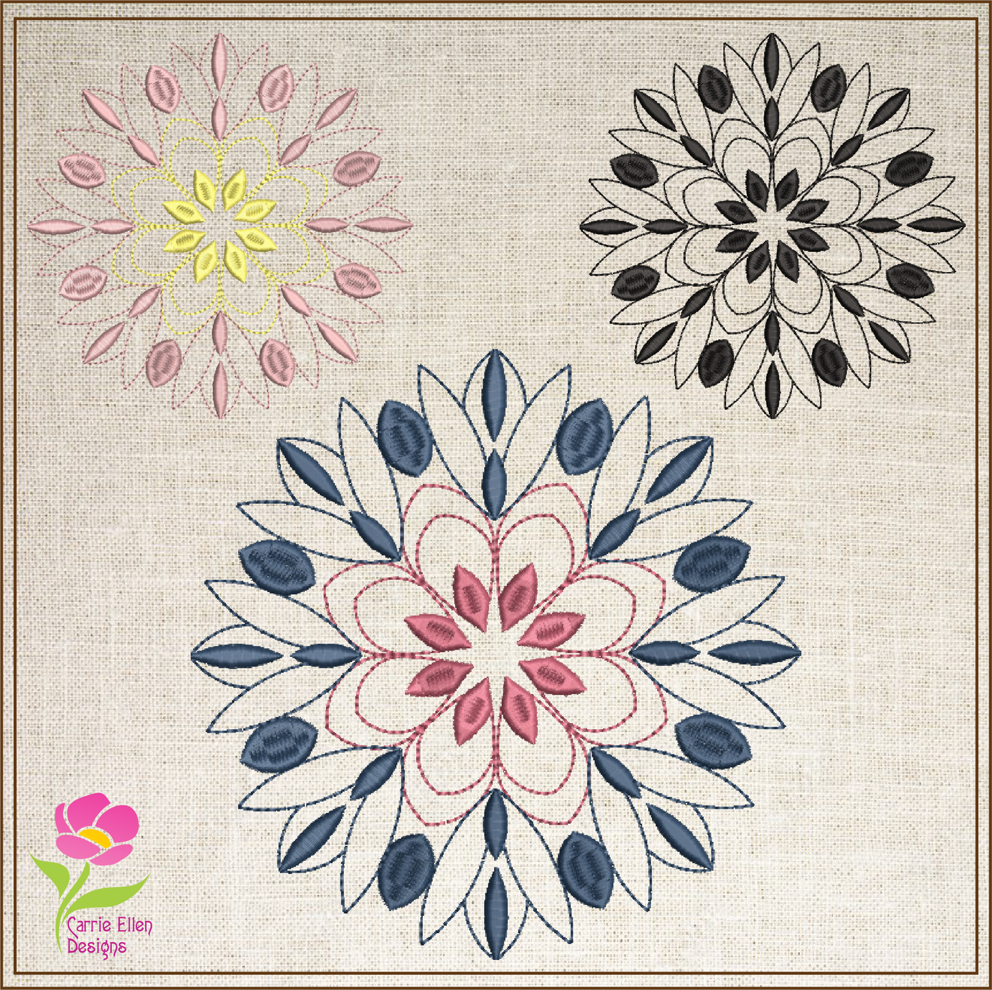 Mandala Machine Embroidery Design – Intricate Lace Floral Pattern, Spiritual Line Art Embroidery, 8 Sizes (0565)