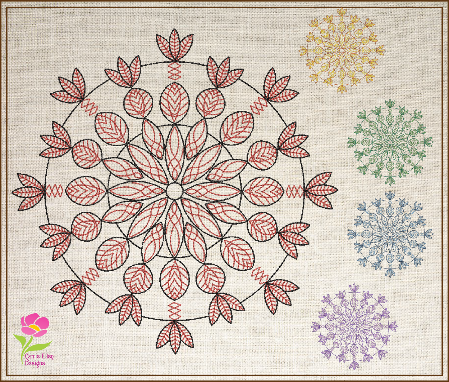 Mandala Machine Embroidery Design – Intricate Lace Floral Pattern, Spiritual Line Art Embroidery, 6 Sizes (0566)
