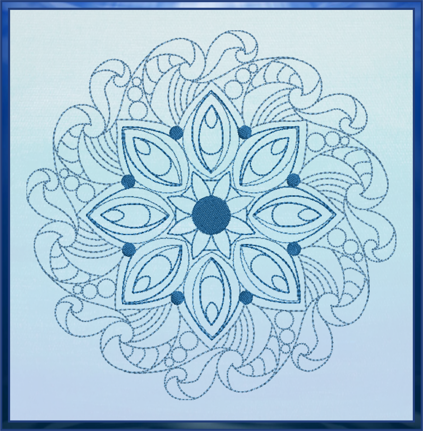 Mandala Machine Embroidery Design – Intricate Lace Floral Pattern, Spiritual Line Art Embroidery, 6 Sizes (0671)