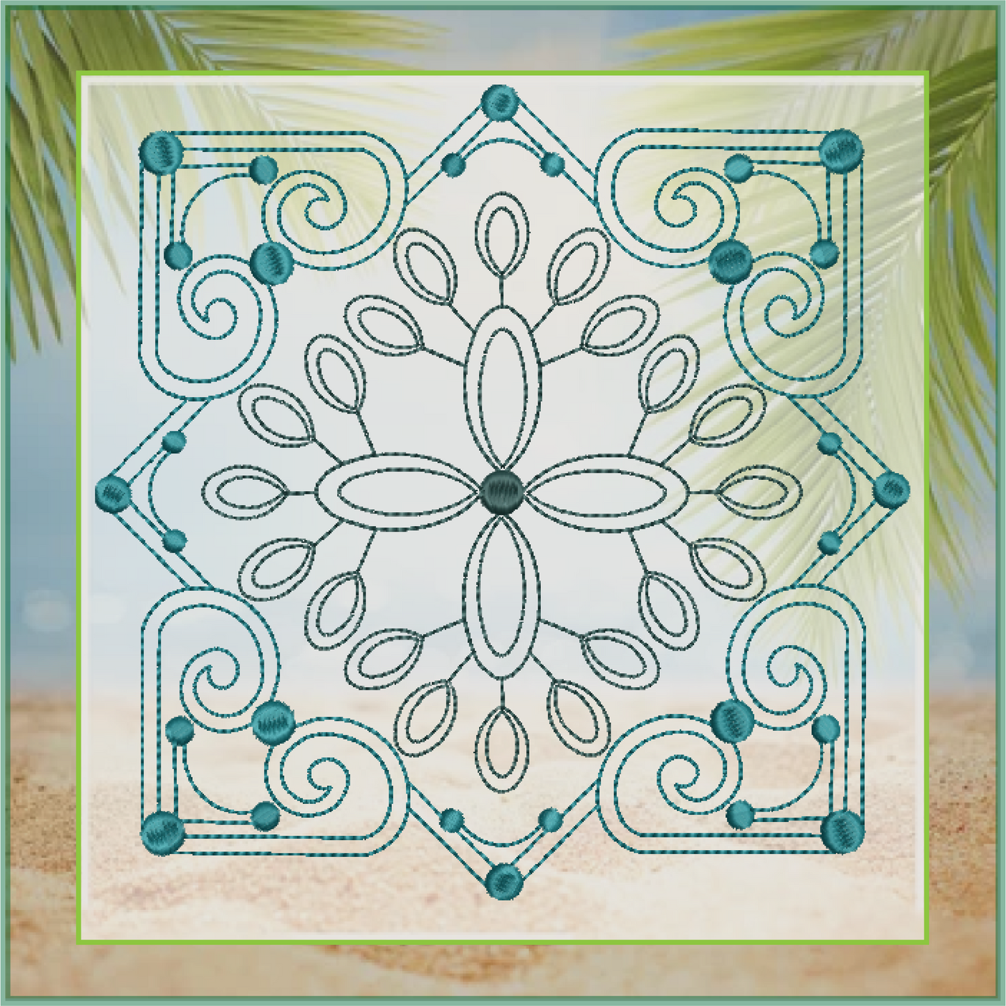 Mandala Block Embroidery Design – Pattern Swirls Line Art – Spiritual Machine Embroidery File, 6 Sizes (0677)