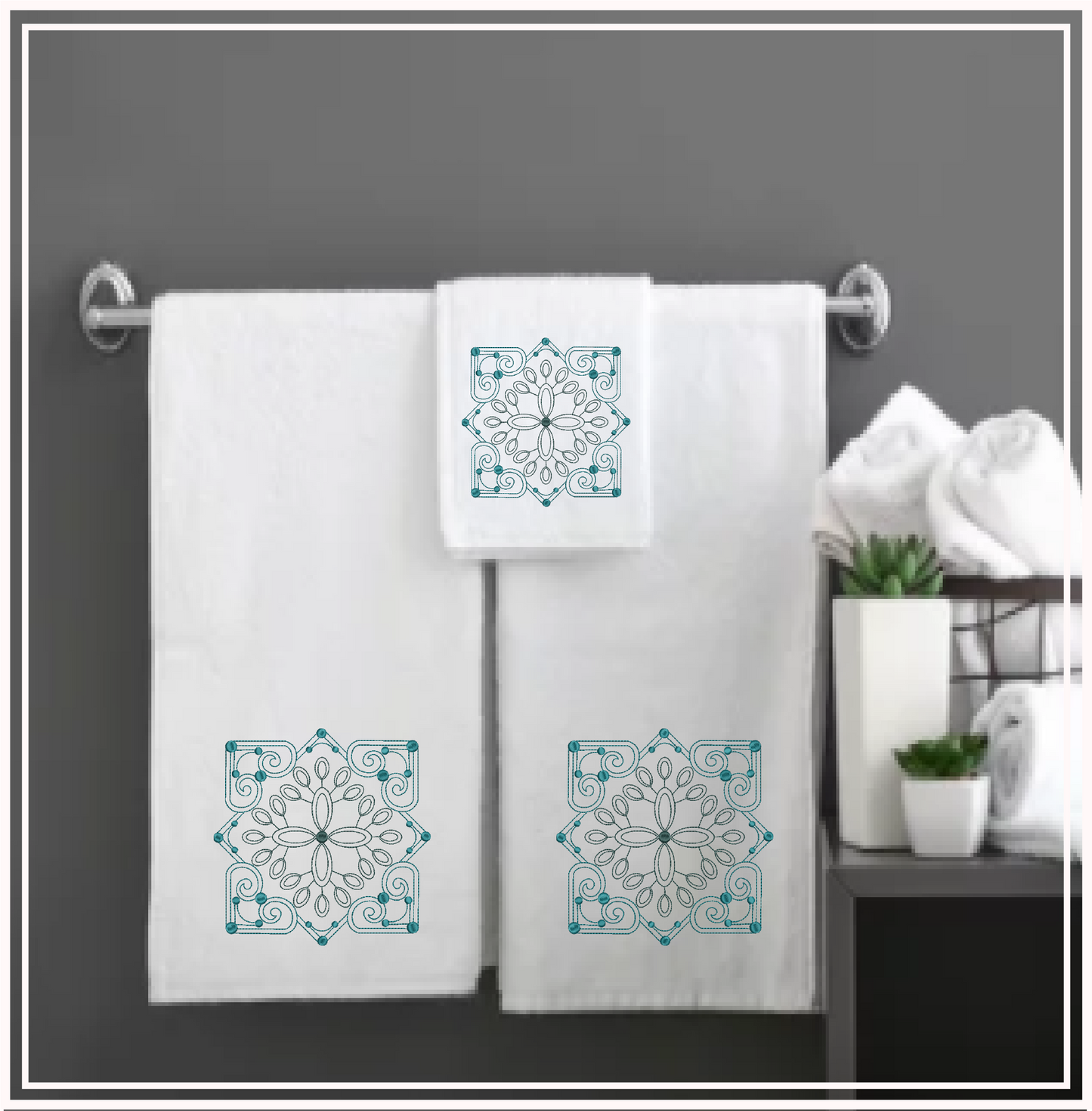 Mandala Block Embroidery Design – Pattern Swirls Line Art – Spiritual Machine Embroidery File, 6 Sizes (0677)