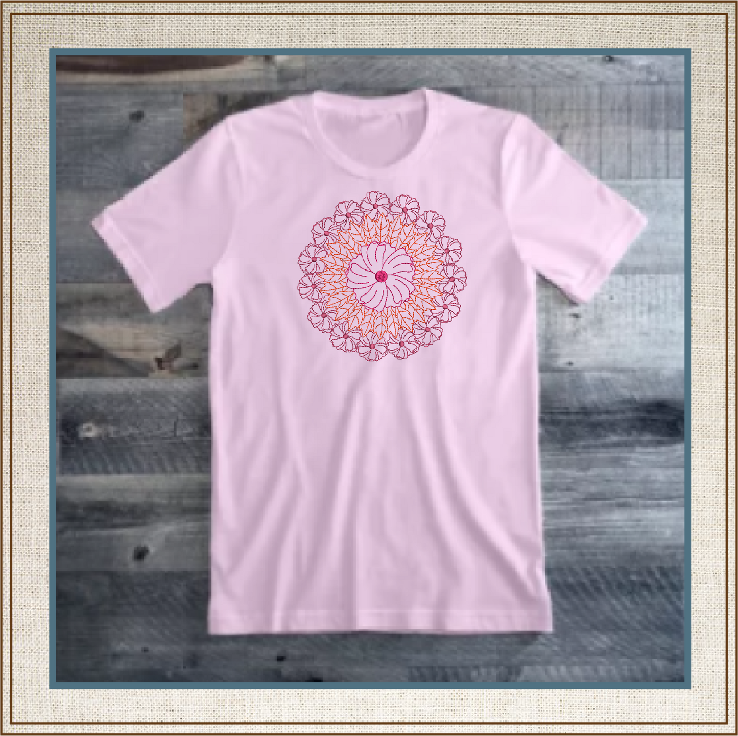 Mandala Flower Wreath Embroidery Design – Swirl Pattern Mandala Line Art – Spiritual Machine Embroidery File, 6 Sizes (0678)