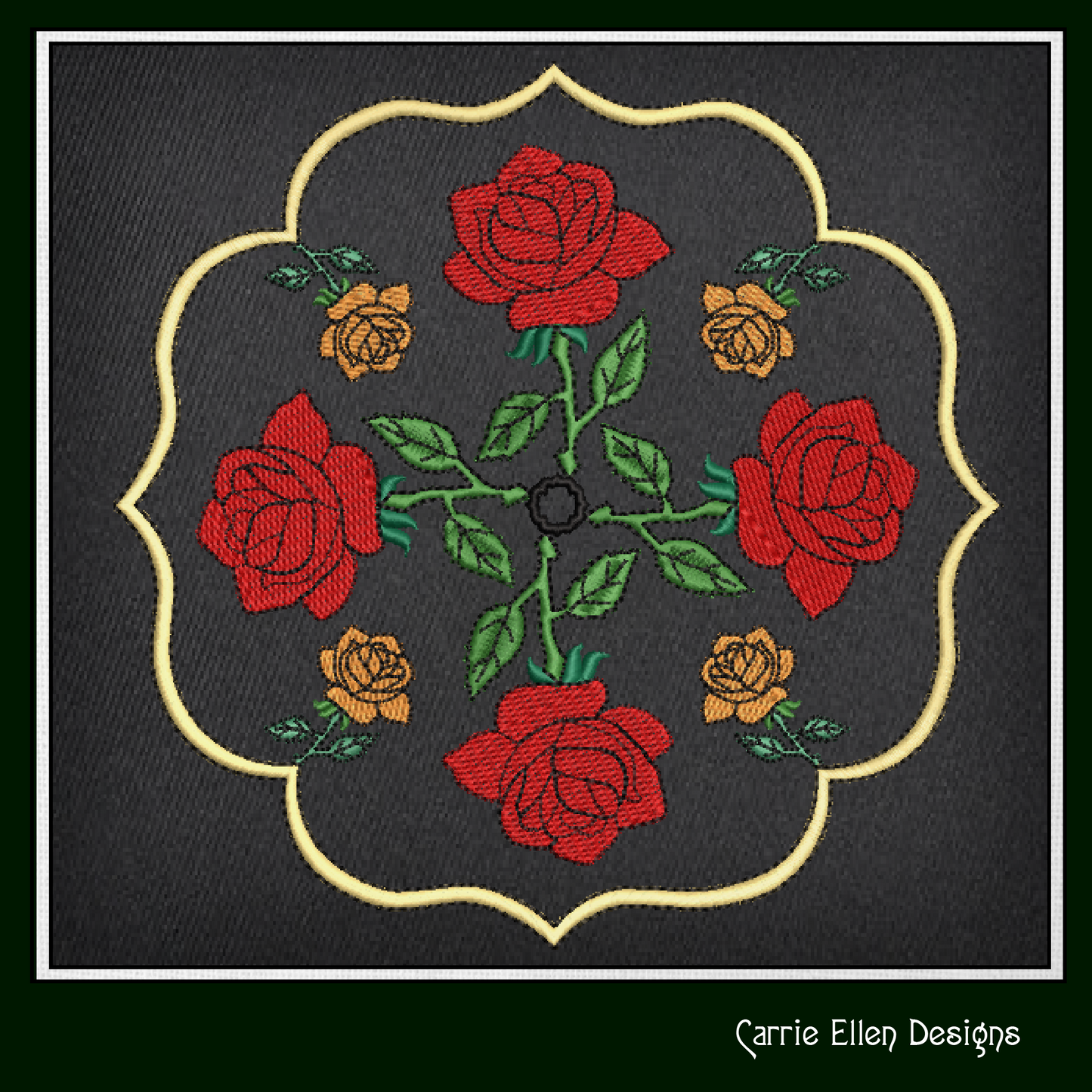 Floral Mandala Machine Embroidery Design | Roses Flower Mandala Line Art | Garden Embroidery Design (0687)