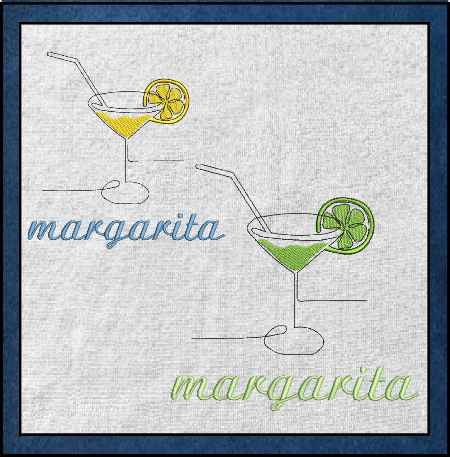 Margarita Machine Embroidery Design | Lemon & Lime Cocktail | Summer Drinks & Citrus Fruit Embroidery | 10 Sizes (0635)
