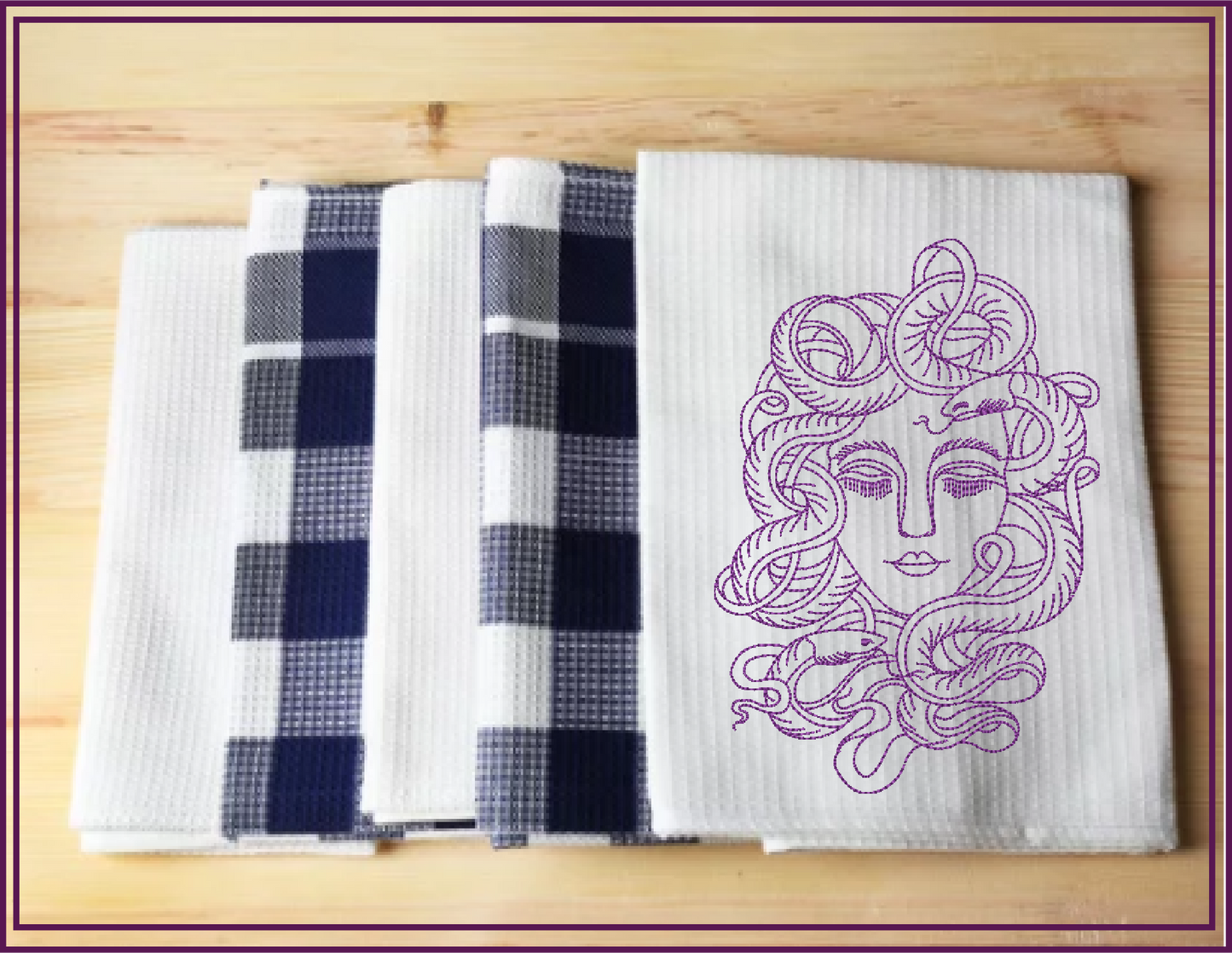 Medusa Head Machine Embroidery Design – Greek Mythology Line Art Serpent Lady Pattern, 6 Sizes (0526)
