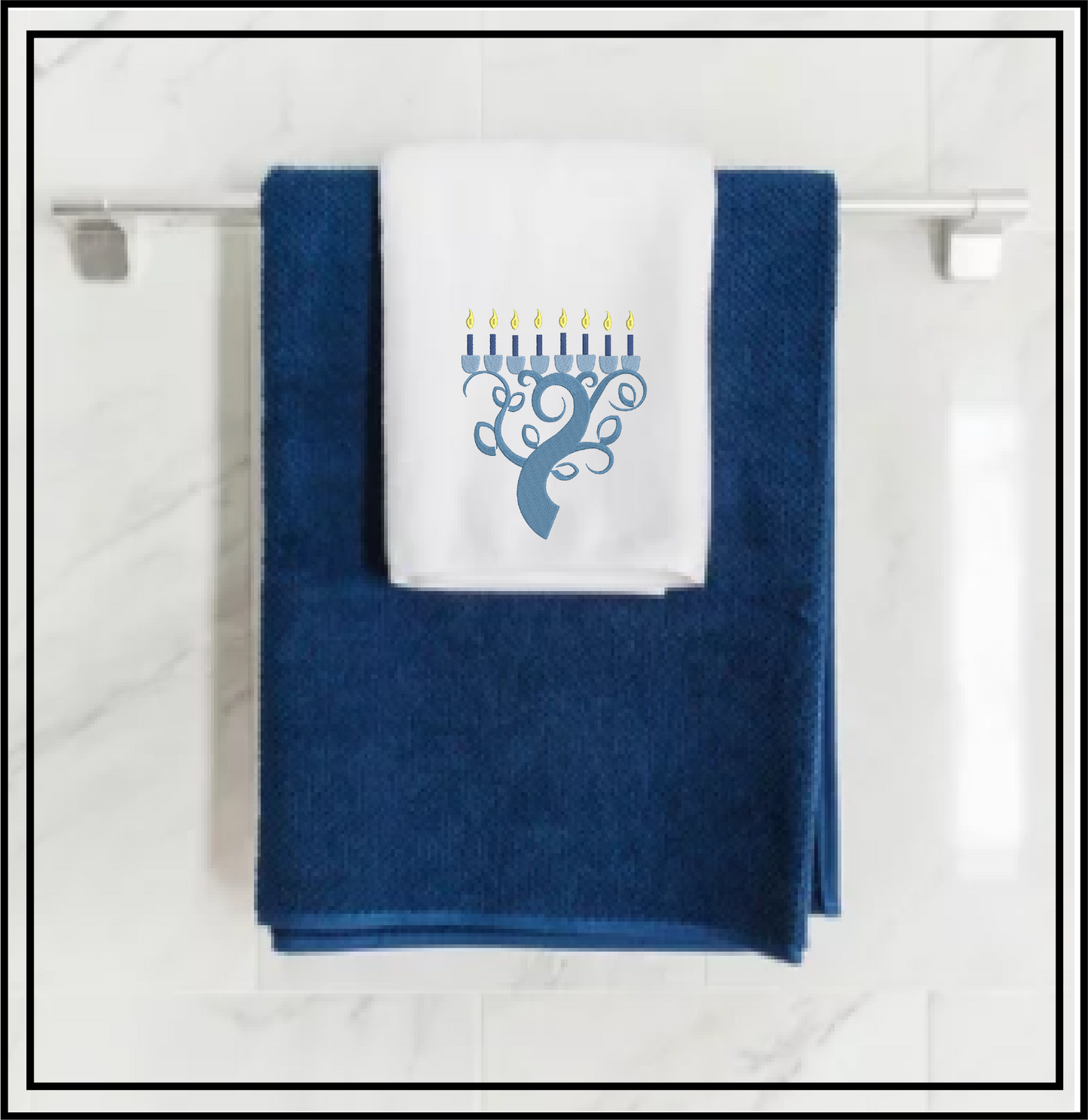 Chanukah Menorah Machine Embroidery Design – Star of David and Candle Embroidery – Jewish Holiday Design – 10 Sizes (0157)